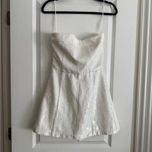 NEW Amanda Uprichard White Sequin mini Dress with shorts S